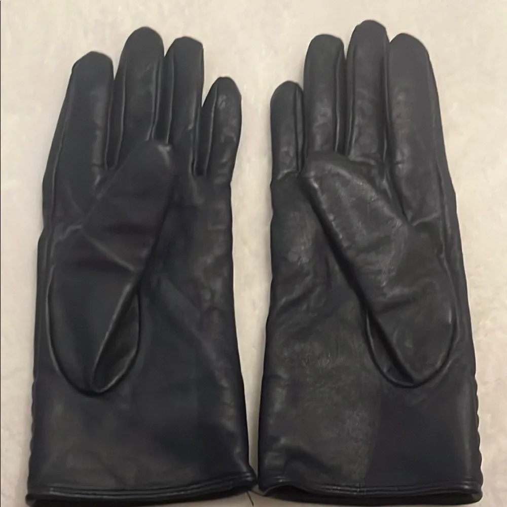 Karen Millen Navy Blue Leather Gloves